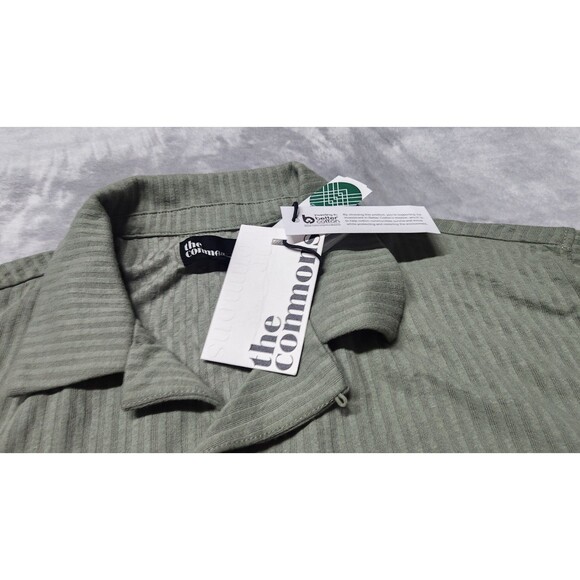 The Commons Men's Green Large Textured Cotton Blend Knit Short Sleeve Shirt NWT - Picture 2 of 9